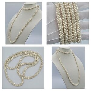 Vintage Faux Pearl Rope Necklace #583